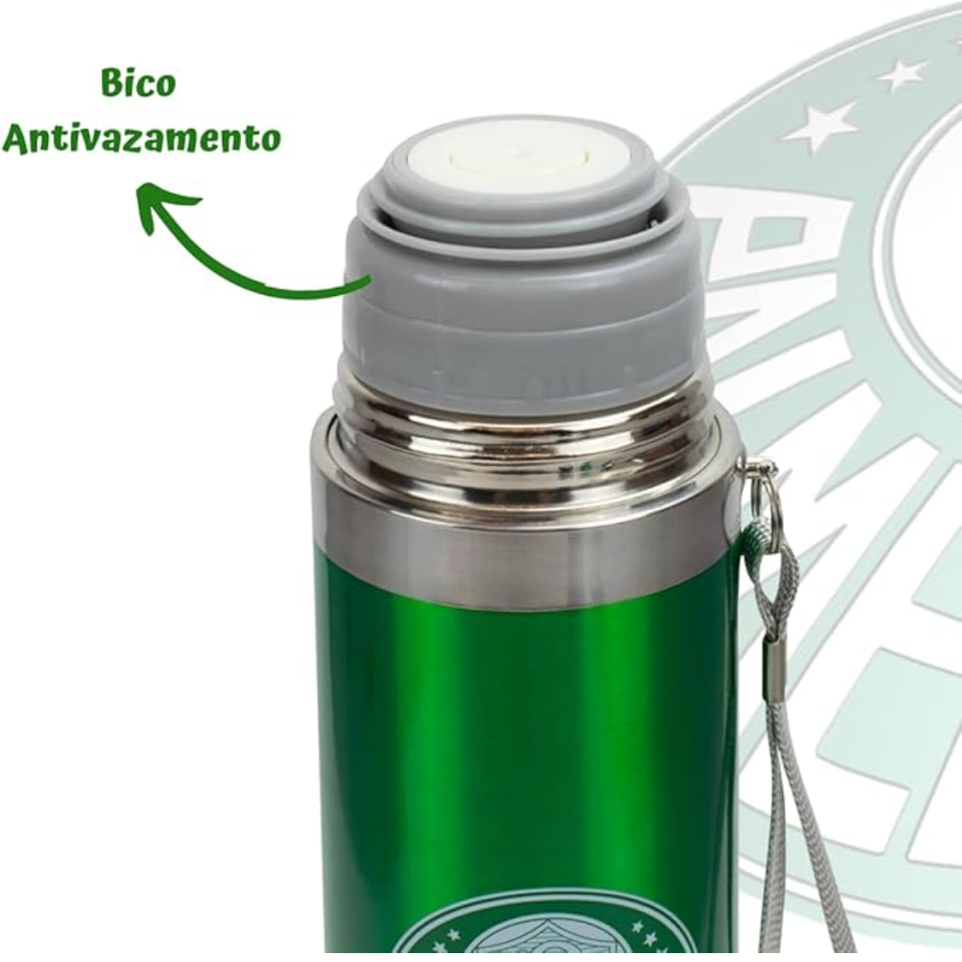 Boneco Mascote Palmeiras + Garrafa Térmica Palmeiras 500ml Inox Oficial