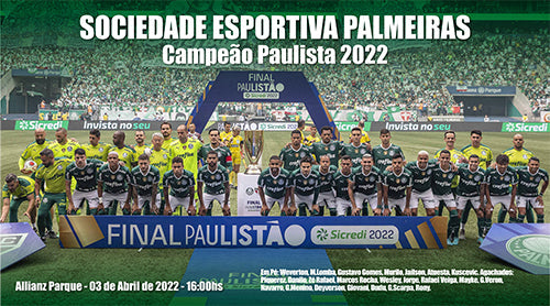 Placa Pôster Palmeiras Campeão Paulista 2022