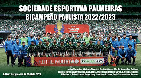 Placa Pôster Palmeiras Bicampeão Paulista 2022-2023