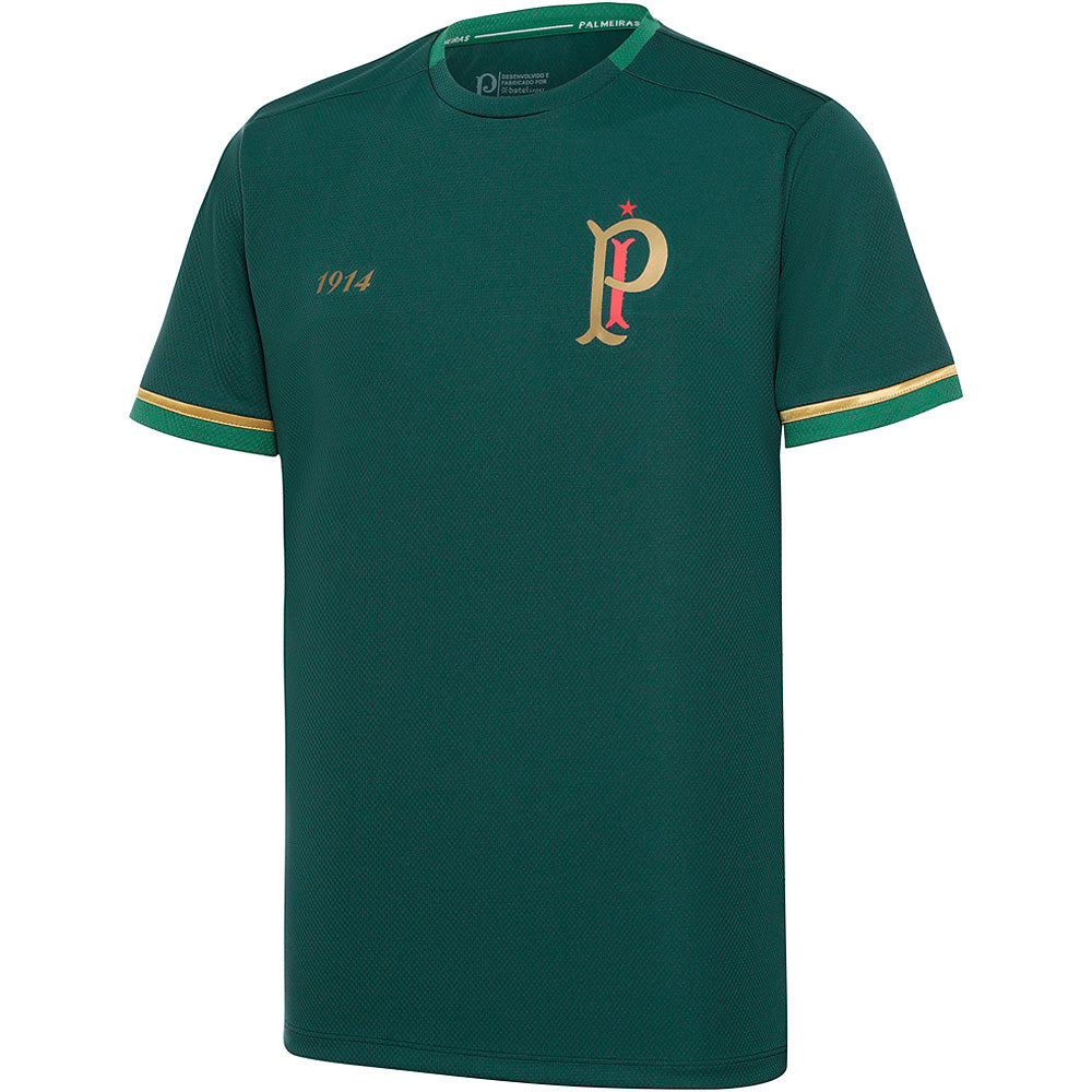 Camisa Palmeiras Retrô 1914 Cruz de Savóia Dry Verde e Dourado Masculina