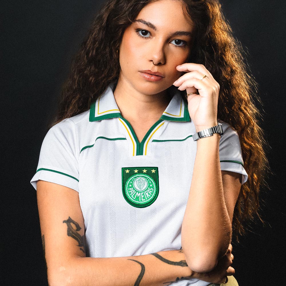 Camisa Palmeiras Retrô 1999 Libertadores Branca Feminina